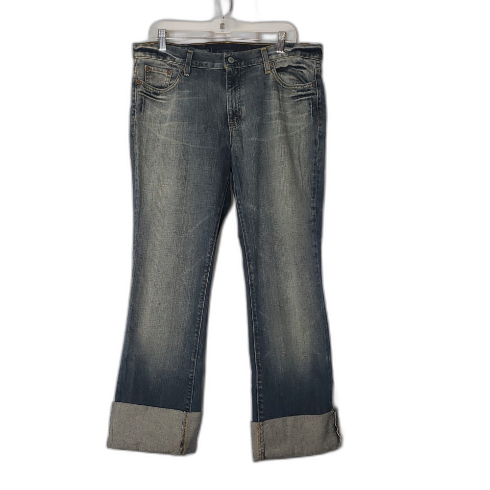 90's Y2K GAP Distressed Cuffed Denim Jeans Womens Size 12 Slim Long